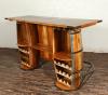SOLID RECLAIMED TEAK WOOD & IRON DOUBLE BARREL BAR 