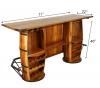 SOLID RECLAIMED TEAK WOOD & IRON DOUBLE BARREL BAR 
