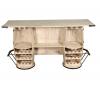 SOLID RECLAIMED TEAK WOOD & IRON DOUBLE BARREL BAR 