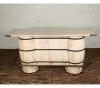 SOLID RECLAIMED TEAK WOOD & IRON DOUBLE BARREL BAR 