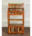 SOLID RECLAIMED TEAK WOOD CABINET WITH DOORS, SHELVES & DISPLAY