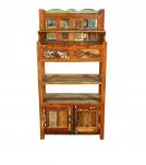 SOLID RECLAIMED TEAK WOOD CABINET WITH DOORS, SHELVES & DISPLAY