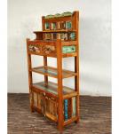 SOLID RECLAIMED TEAK WOOD CABINET WITH DOORS, SHELVES & DISPLAY