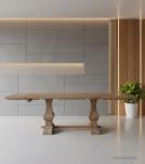 SOLID WOOD PEDESTAL EXTENSION DINING TABLE