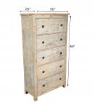 SOLID RECLAIMED TEAK WOOD 5 DRAWER DRESSER