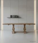 SOLID WOOD PEDESTAL EXTENSION DINING TABLE