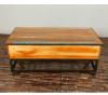 SOLID RECLAIMED TEAK WOOD & IRON COFFEE TABLE W/ 2 DRAWERS AND CASTERS