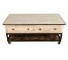 SOLID RECLAIMED TEAK WOOD & IRON COFFEE TABLE W/ 2 DRAWERS AND CASTERS