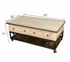 SOLID RECLAIMED TEAK WOOD & IRON COFFEE TABLE W/ 2 DRAWERS AND CASTERS