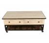 SOLID RECLAIMED TEAK WOOD & IRON COFFEE TABLE W/ 2 DRAWERS AND CASTERS