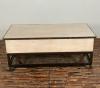 SOLID RECLAIMED TEAK WOOD & IRON COFFEE TABLE W/ 2 DRAWERS AND CASTERS