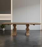 SOLID WOOD PEDESTAL EXTENSION DINING TABLE