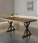 LIVE EDGE SUAR WOOD TABLE WITH METAL BASE
