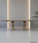 SOLID WOOD PEDESTAL EXTENSION DINING TABLE