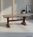 SOLID WOOD X BASE TRESTLE DINING TABLE W/ EXTENSIONS
