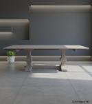 SOLID WOOD PEDESTAL TRESTLE TABLE W / EXTENSIONS