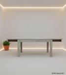 EXTENDABLE SOLID WOOD DINING TABLE W/ SELF-STORING EXTENSIONS
