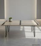 RECLAIMED SOLID TEAK WOOD TABLE W/ METAL TRIM
