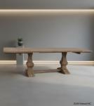 SOLID WOOD PEDESTAL TRESTLE TABLE W / EXTENSIONS