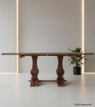 SOLID WOOD PEDESTAL EXTENSION DINING TABLE