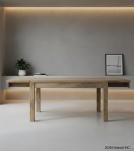 EXTENDABLE SOLID WOOD DINING TABLE W/ SELF-STORING EXTENSIONS