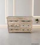 HAND CARVED SOLID RECLAIMED TEAK WOOD 6 DRAWER DRESSER CHEST BUREAU SIDEBOARD