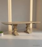 SOLID WOOD PEDESTAL EXTENSION DINING TABLE