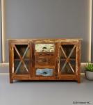 SOLID RECLAIMED TEAK WOOD & GLASS SIDEBOARD