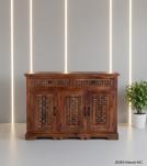 CARVED WOOD SIDEBOARD W/ 3 DOORS & DRAWERS