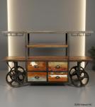 SOLID RECLAIMED TEAK WOOD WINE & LIQUOR CART