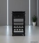 SOLID WOOD WINE BAR W/ SHELVES, DRAWER & TRAY