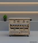 SOLID WOOD KITCHEN TROLLY ISLAND