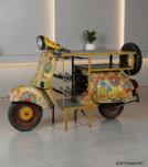 BOHO HAND PAINTED MULTI COLOR SCOOTER WINE RACK