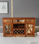 SOLID RECLAIMED TEAK WOOD WINE BAR SIDEBOARD 