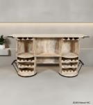SOLID RECLAIMED TEAK WOOD & IRON DOUBLE BARREL BAR 