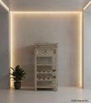 SOLID WOOD WINE BAR W/ SHELVES, DRAWER & TRAY