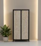 SOLID CARVED WOOD + METAL DOUBLE DOOR CABINET