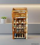 SOLID RECLAIMED TEAK WOOD WINE BAR W/ DRAWER & TRAY