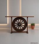 SOLID RECLAIMED WOOD WHEEL CONSOLE / BAR TABLE