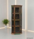 SOLID RECLAIMED WOOD & GLASS CORNER CABINET
