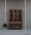 VINTAGE SOLID RECLAIMED TEAK WOOD & GLASS CABINET