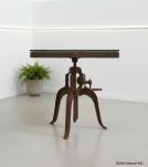 Industrial SOLID WOOD & Iron ADJUSTABLE HEIGHT Crank Pub Table W/ GLASS