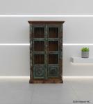 SOLID RECLAIMED TEAK WOOD & IRON STORAGE CABINET