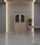 SOLID RECLAIMED TEAK WOOD & GLASS CABINET