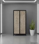 SOLID CARVED WOOD + METAL DOUBLE DOOR CABINET