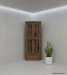 SOLID WOOD & GLASS CORNER CABINET W/ 2 DRAWERS