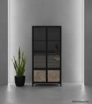 SOLID CARVED WOOD, IRON & GLASS CABINET