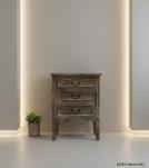 SOLID WOOD END TABLE / NIGHTSTAND 3 DRAWER