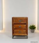 SOLID RECLAIMED TEAK WOOD 3 DRAWER END TABLE NIGHTSTAND