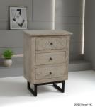 SOLID HAND CARVED WOOD 3 DRAWER NIGHTSTAND / END TABLE